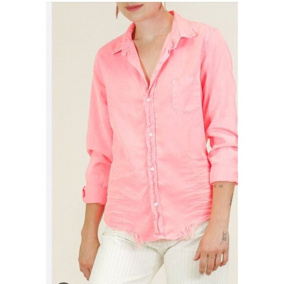 Frank & Eileen Tops - Frank & Eileen orange distressed denim shirt Long Sleeve Size Large womens